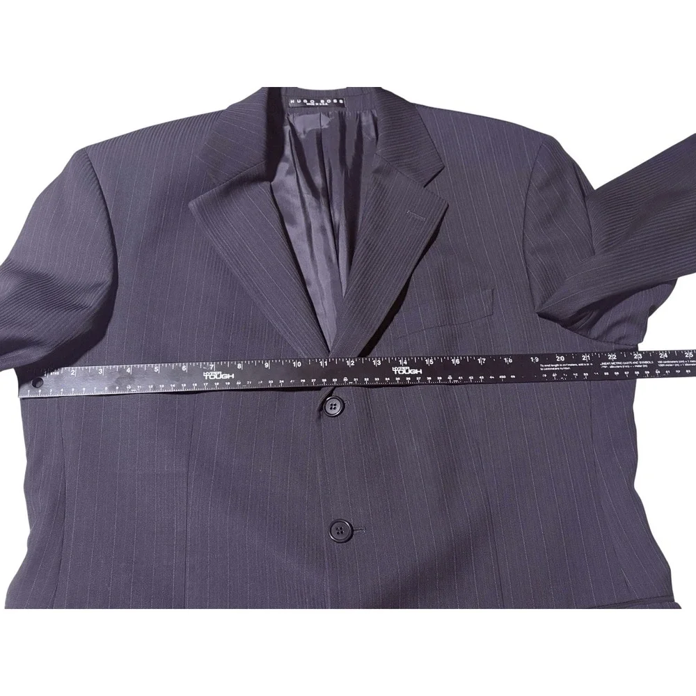 Hugo Boss Men Colombo Italy 42R Blazer Navy Pinstripe 3 Button 100% Virgin Wool